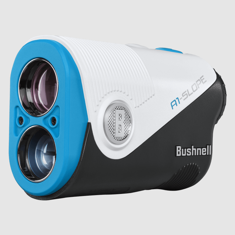 Gift Ideas For Your Father-In-Law: Bushnell A1-Slope laser golf rangefinder in hand on course